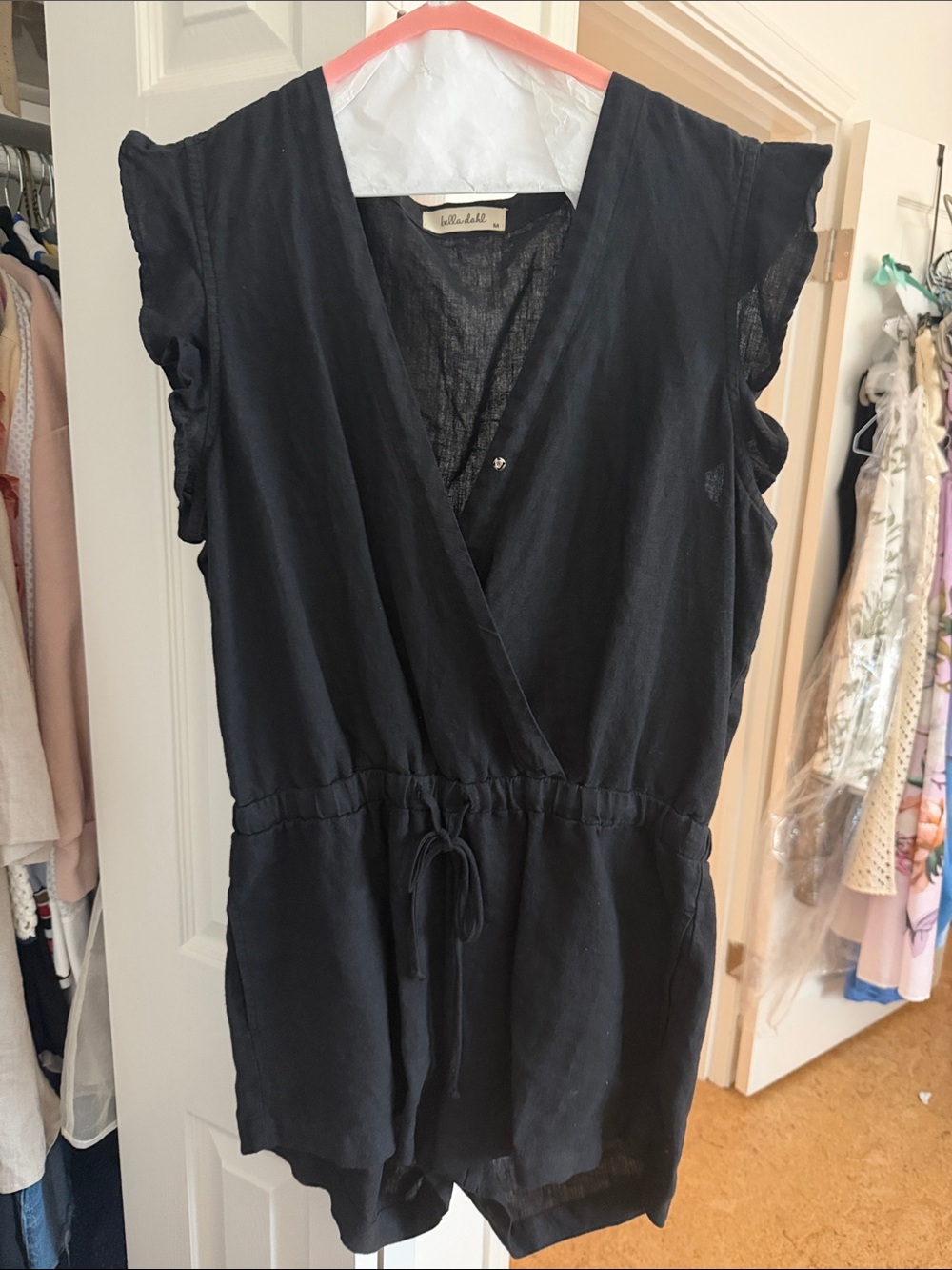 Bella Dahl Black Sleeveless Drawstring Romper